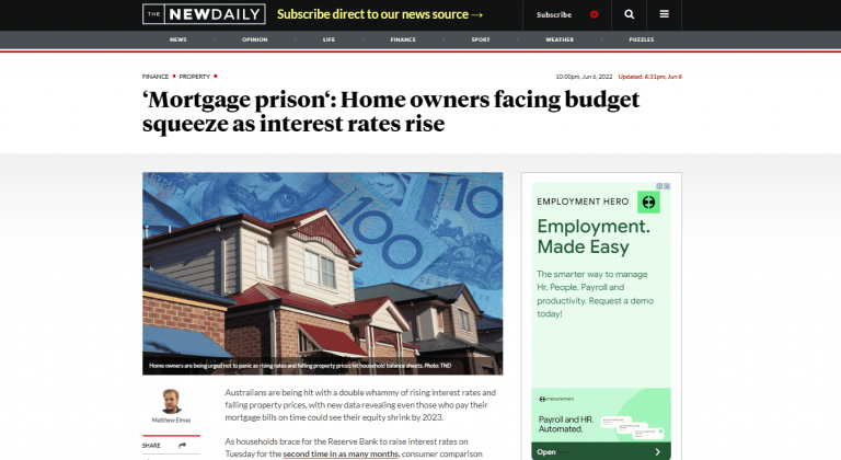 ‘Mortgage prison‘: Home owners facing budget squeeze as interest rates rise – The New Daily