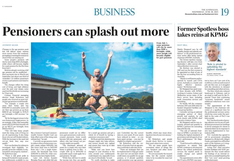 Pensioners can splash out more – The Australian